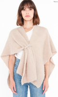 22234 Italian Knit Beige Cozy Warm Poncho with Loop LOOWIE