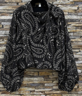 812 One Paisley Black Print Bow-Tie Blouse LOOWIE
