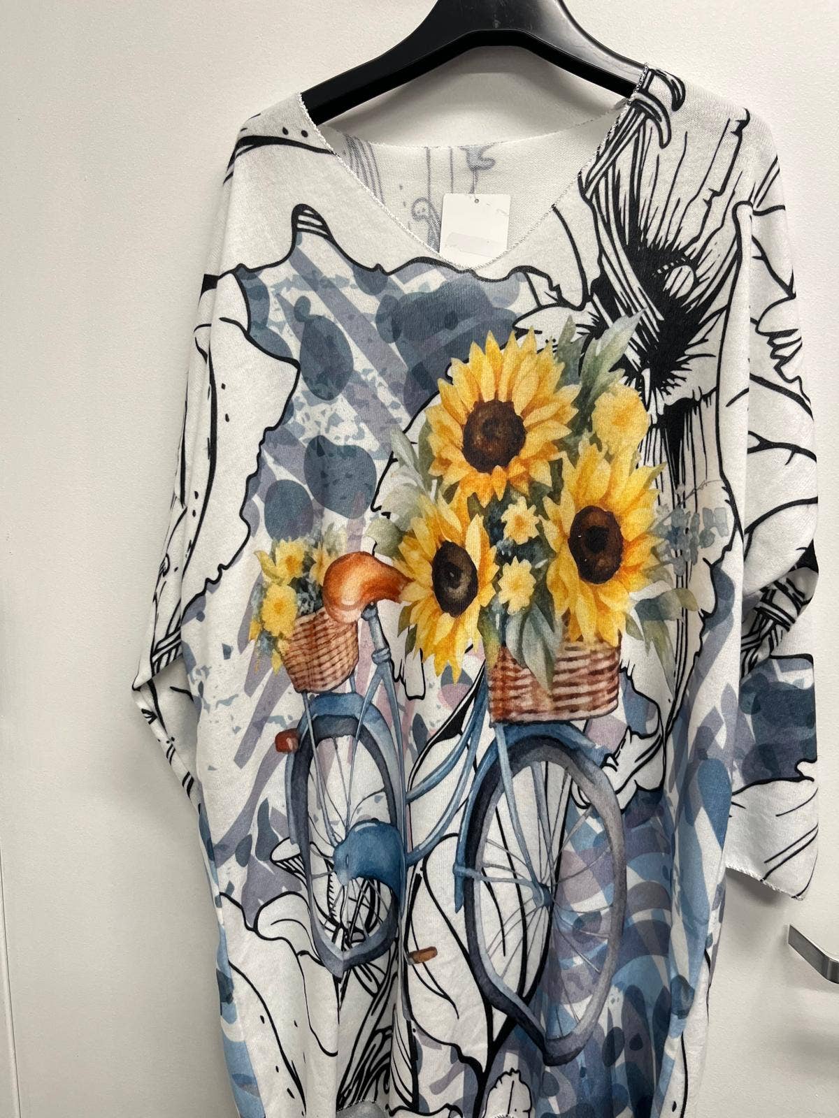 LTCSF One Size Cosy Sunflower V-Neck Sweater Tunic Dress