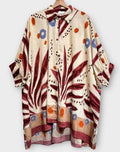 OF08W Italian Wine Oversized Button Shirt 3/4 Sleeves LOOWIE