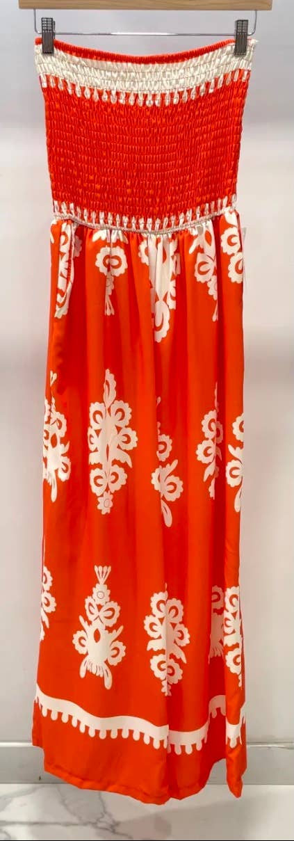 D61 Orange Off Shoulder Strapless Italian One Size Dress
