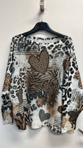 VIHE2 Hearts Leopard Round Neck Knit Printed Sweater LOOWIE