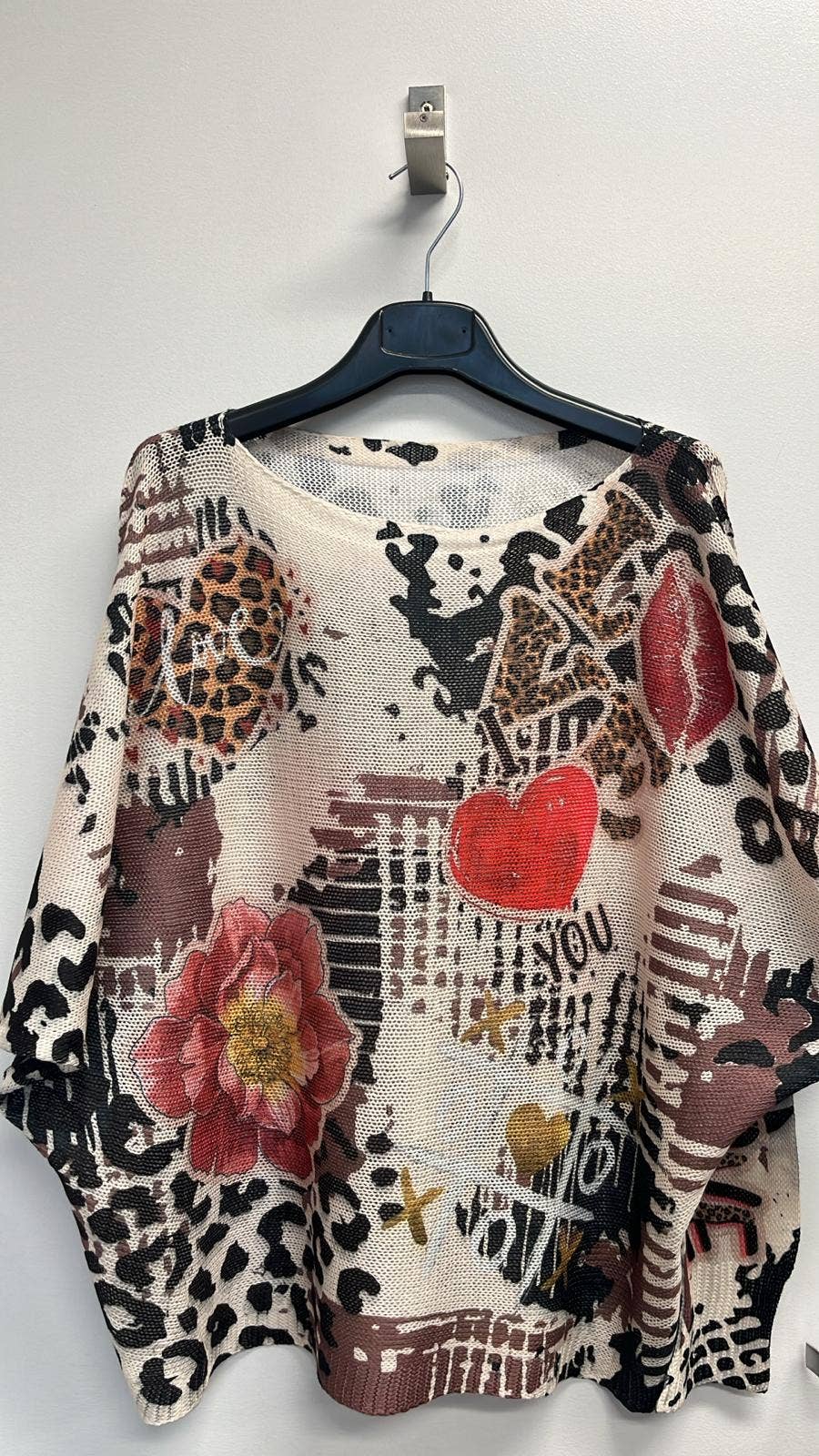 VIMP Multi Print Round Knit Printed Sweater LOOWIE