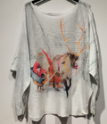 POSAN White Santa Round Knit Printed Sweater LOOWIE