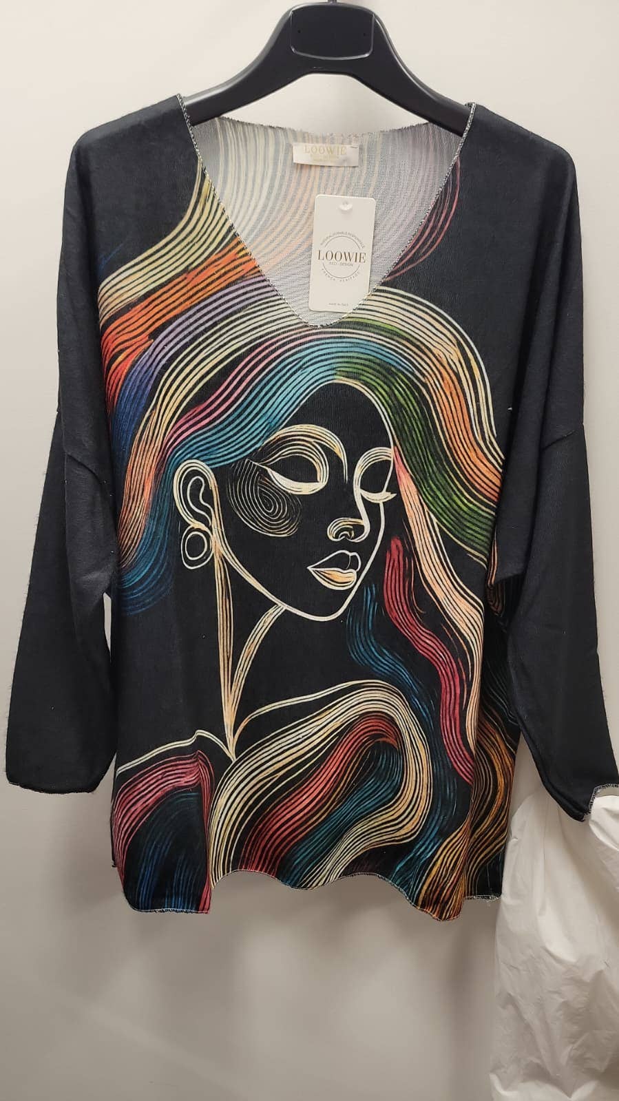 POWBL Italian Cozy Black Lady Christmas Sweater One Size