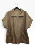 VM117 Taupe Sherpa Zip Jacket