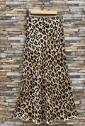 ESSLB Leopard Satin Midi Skirt with Lace Trim Viscose