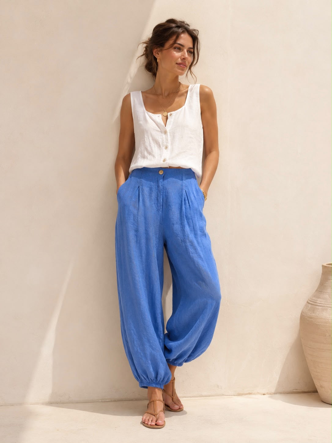 SWBL Linen Balloon Pants Blue