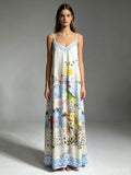 CRACSB Amalfi Coast Maxi Dress Sky Blue
