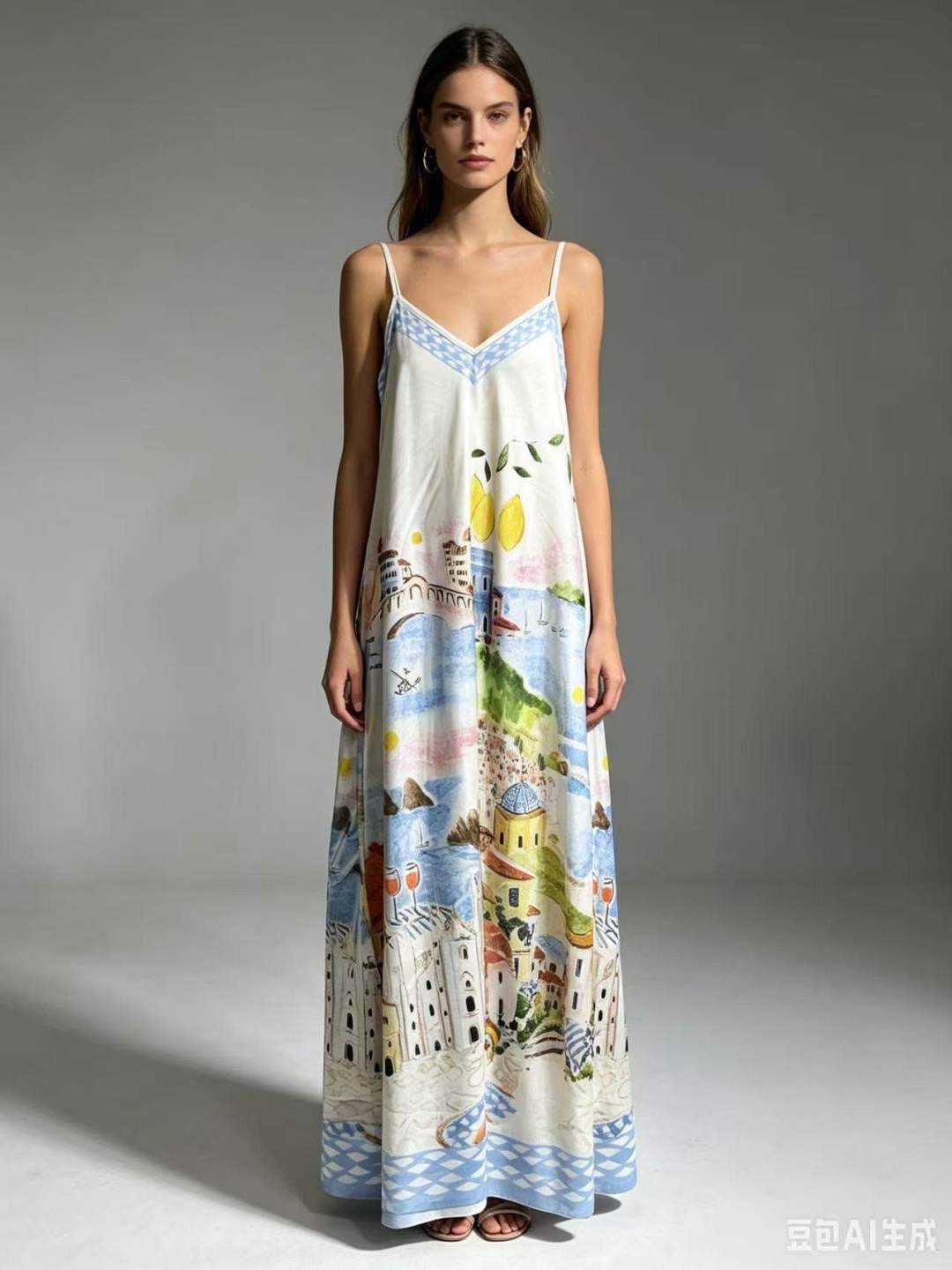 CRACSB Amalfi Coast Maxi Dress Sky Blue