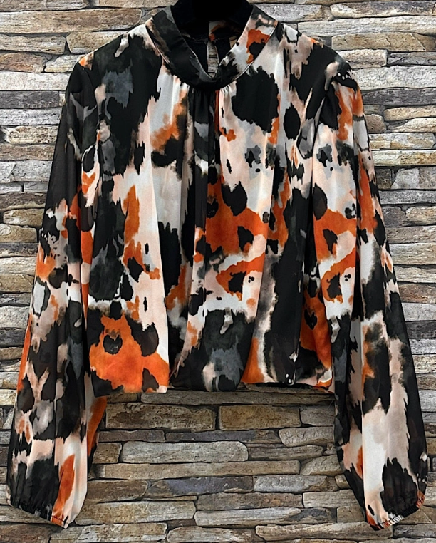 ELSPL Italian One Size Black Spots Printed Blouse LOOWIE