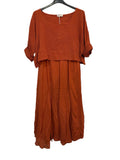 VC2PCSBRI Cotton Two-Piece Midi Dress Set Brick