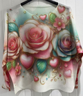 COROS Pink Roses Round Knit Printed Sweater LOOWIE