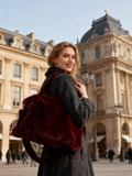 MCFBBU Burgundy Faux Fur Fun Bag with Double Handle