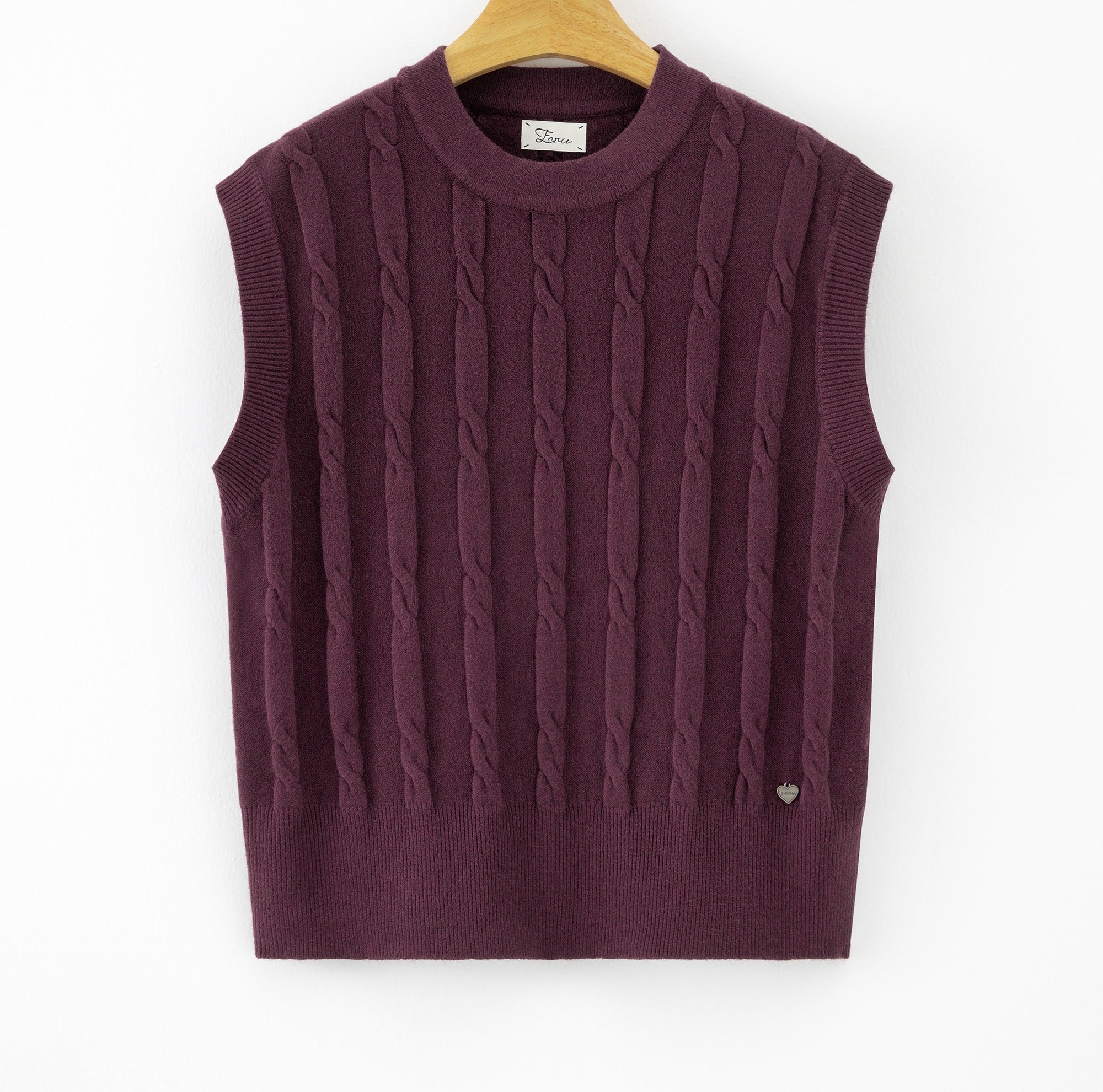 LUCKV10 Purple Cable Knit Vest