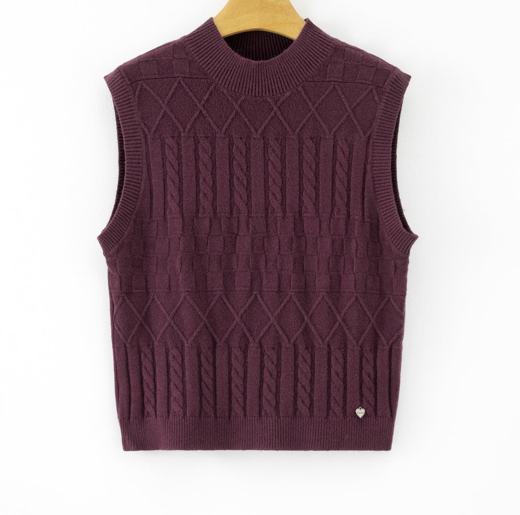 LUJKT10 Purple Jacquard Knit Tank Top