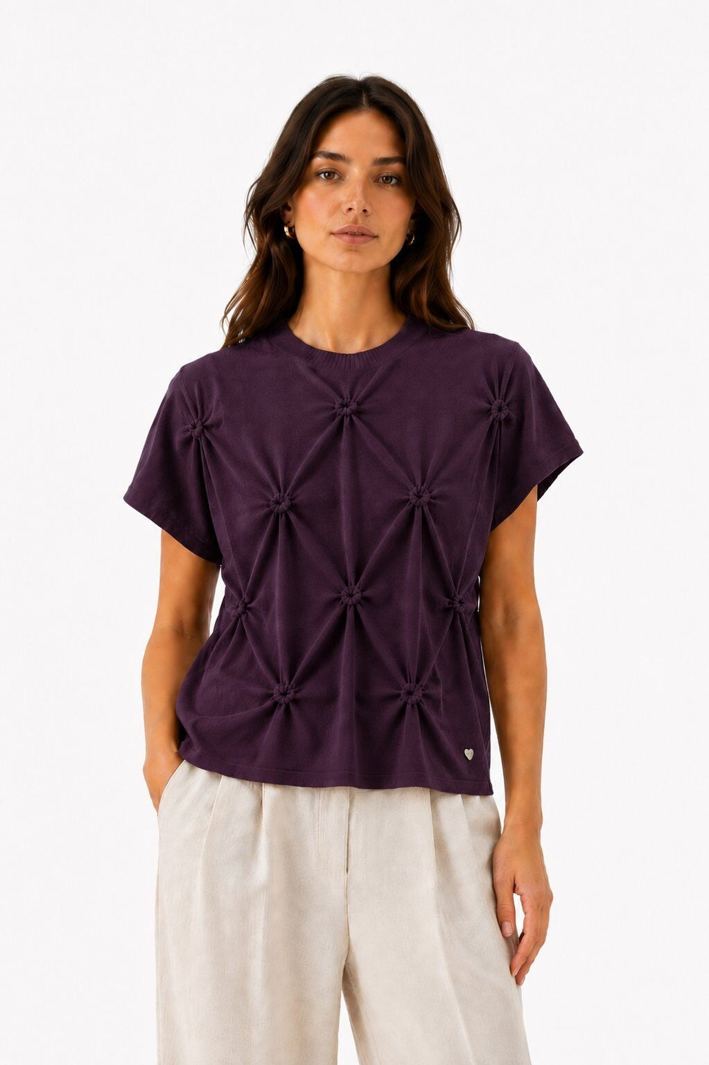 LUHPS9 Purple Handmade Pintuck Sweater