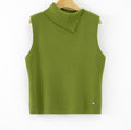 LUACT9 Olive Asymmetric Collar Top