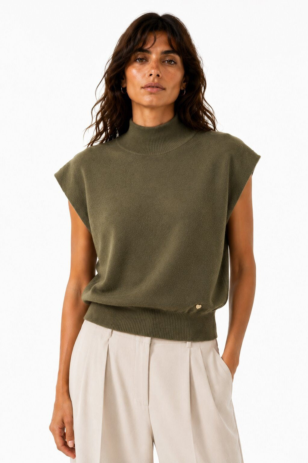 LUTNS9 Khaki Turtleneck Sweater