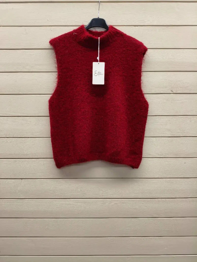 ESTAV5 Dark Red Alpaca Vest
