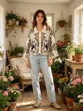 MSCJMTP Patterned Crochet Open Cardigan Taupe