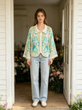 MSCJMMG Patterned Crochet Open Cardigan Mint Green