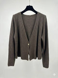 MYRKCBCH Ribbed Knit Cardigan with Button T-Shirt Chocolate