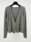MYRKCBKK Ribbed Knit Cardigan with Button T-Shirt Kaki