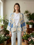 MSCPFLB Patchwork Floral Crochet Cotton Cardigan Light Blue