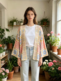 MSCPFPK Patchwork Floral Crochet Cotton Cardigan Pink