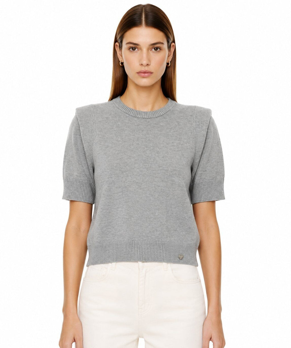 LUSSS3 Grey Structured Shoulder Sweater