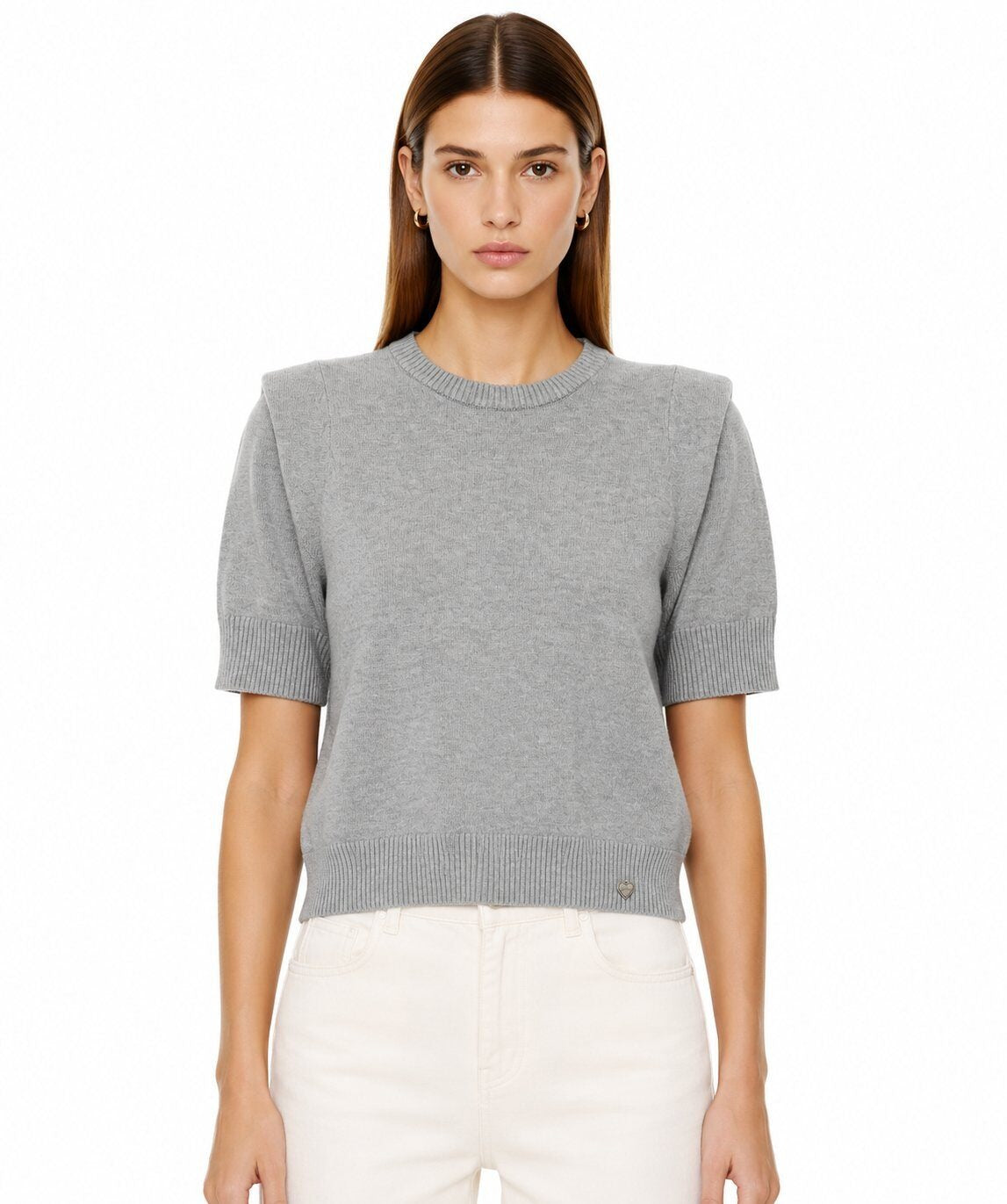 LUSSS3 Grey Structured Shoulder Sweater