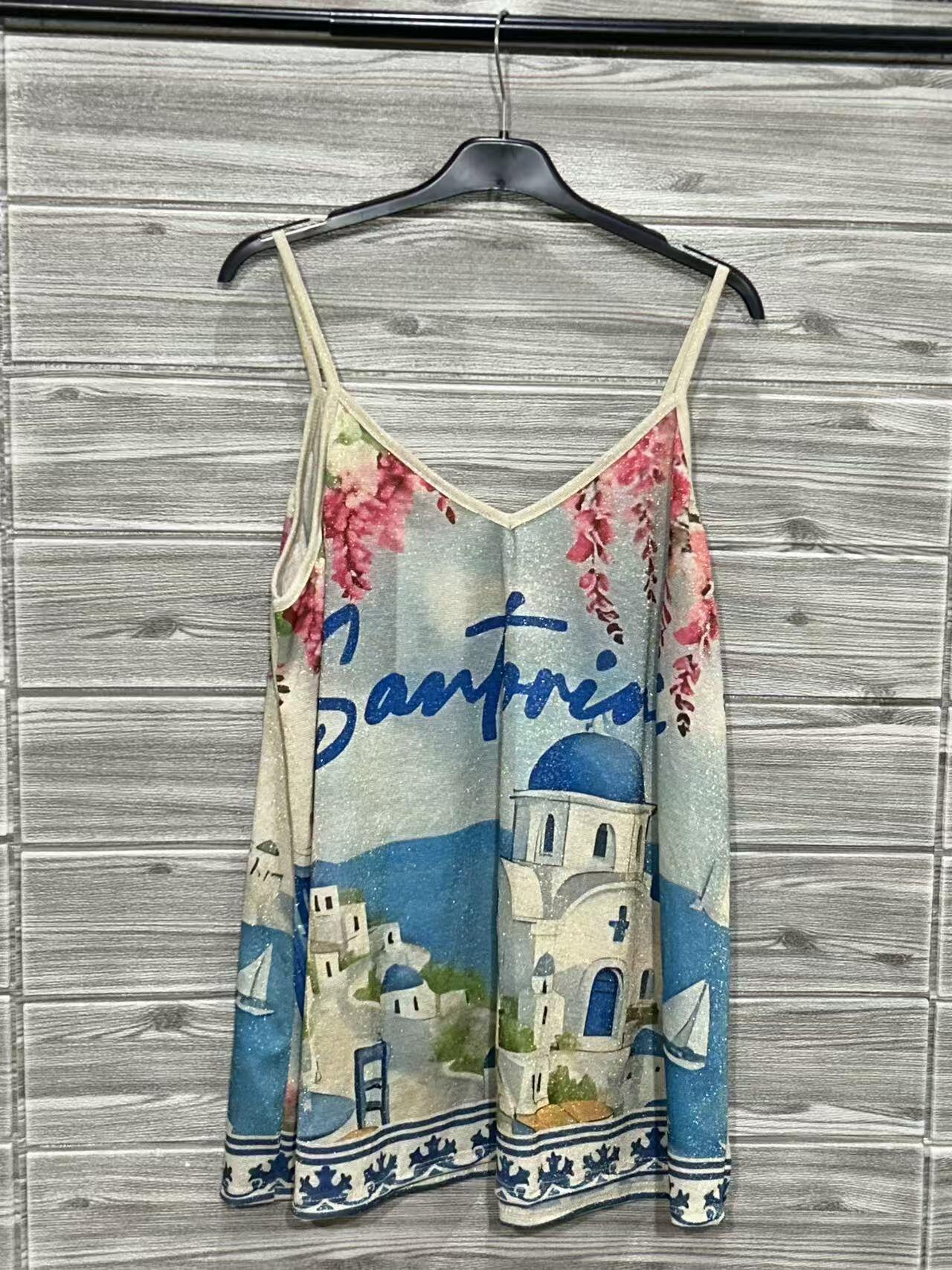 ZOPTSB Printed Top Sky Blue