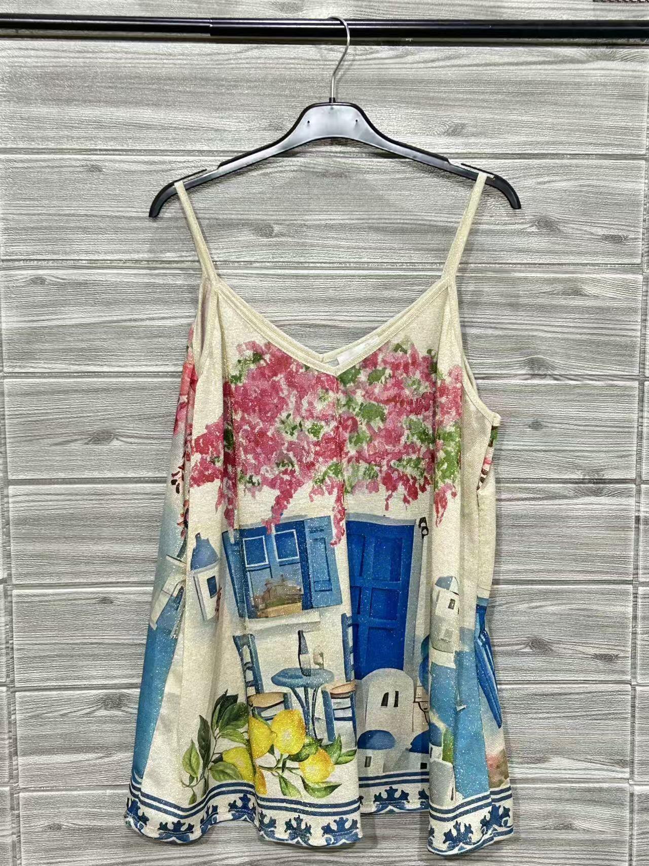 ZOPTSB Printed Top Sky Blue