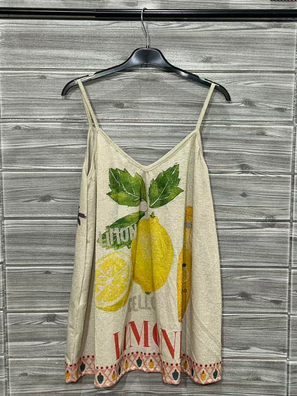 ZOPTY Printed Top Yellow