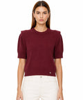 LUSSS6 Burgundy Structured Shoulder Sweater