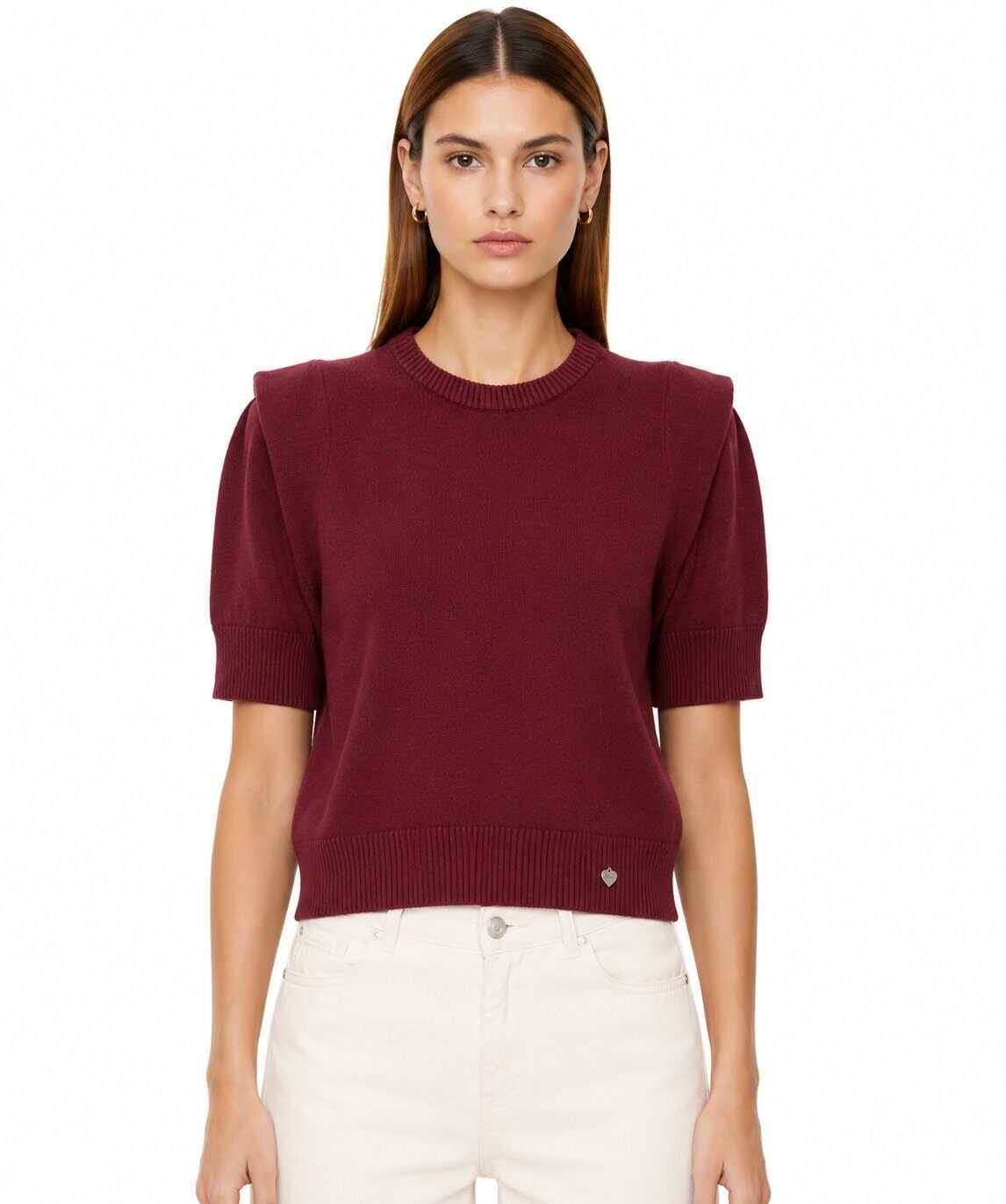 LUSSS6 Burgundy Structured Shoulder Sweater