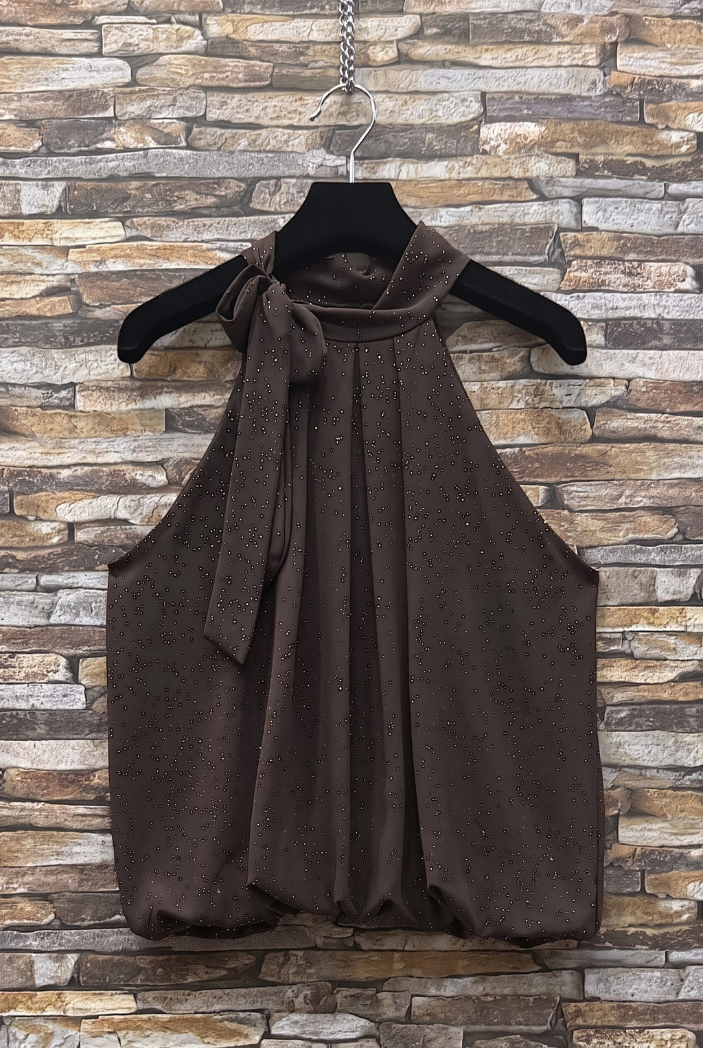 ES154 Dark Brown Shimmer Halter Top