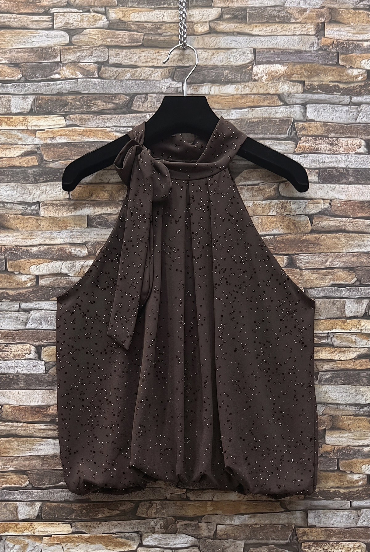 ES154 Dark Brown Shimmer Halter Top