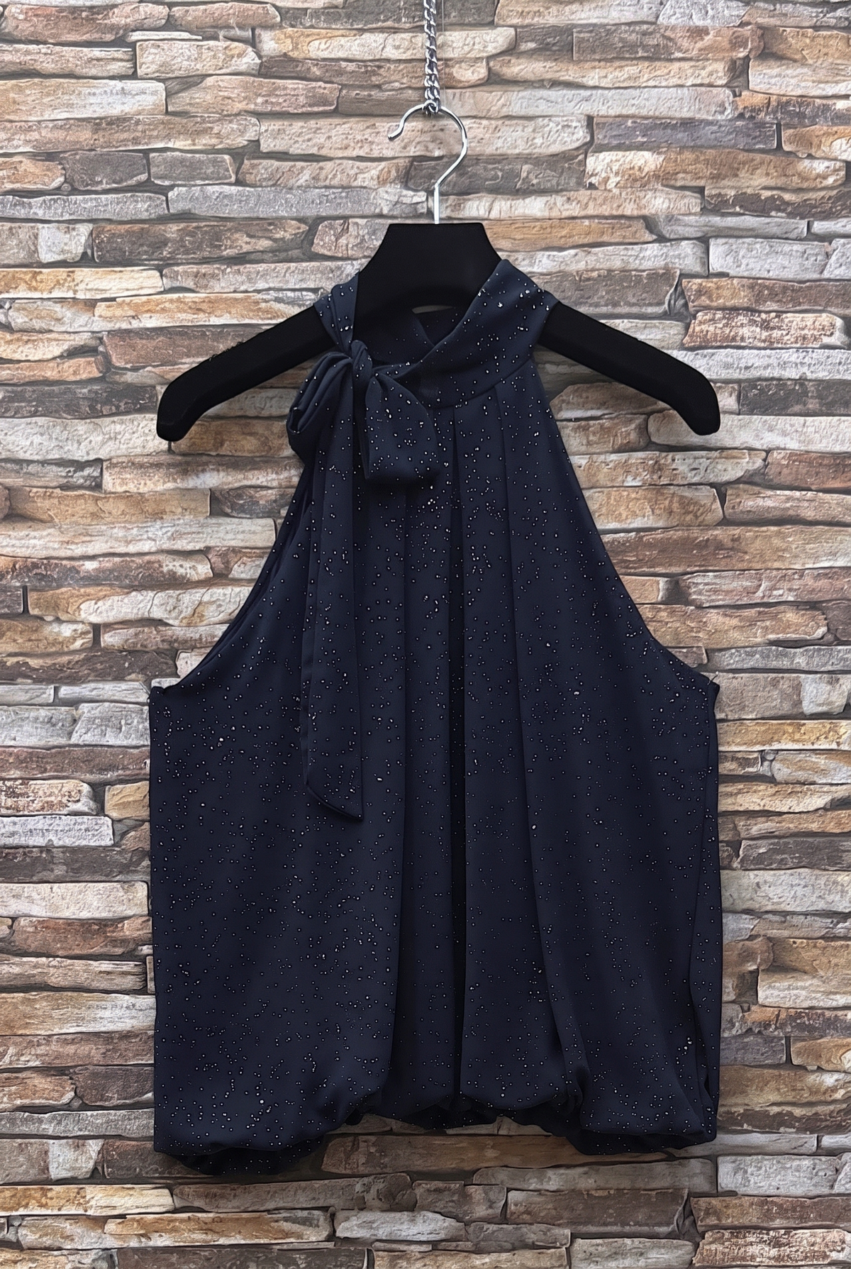 ES153 Navy Shimmer Halter Top