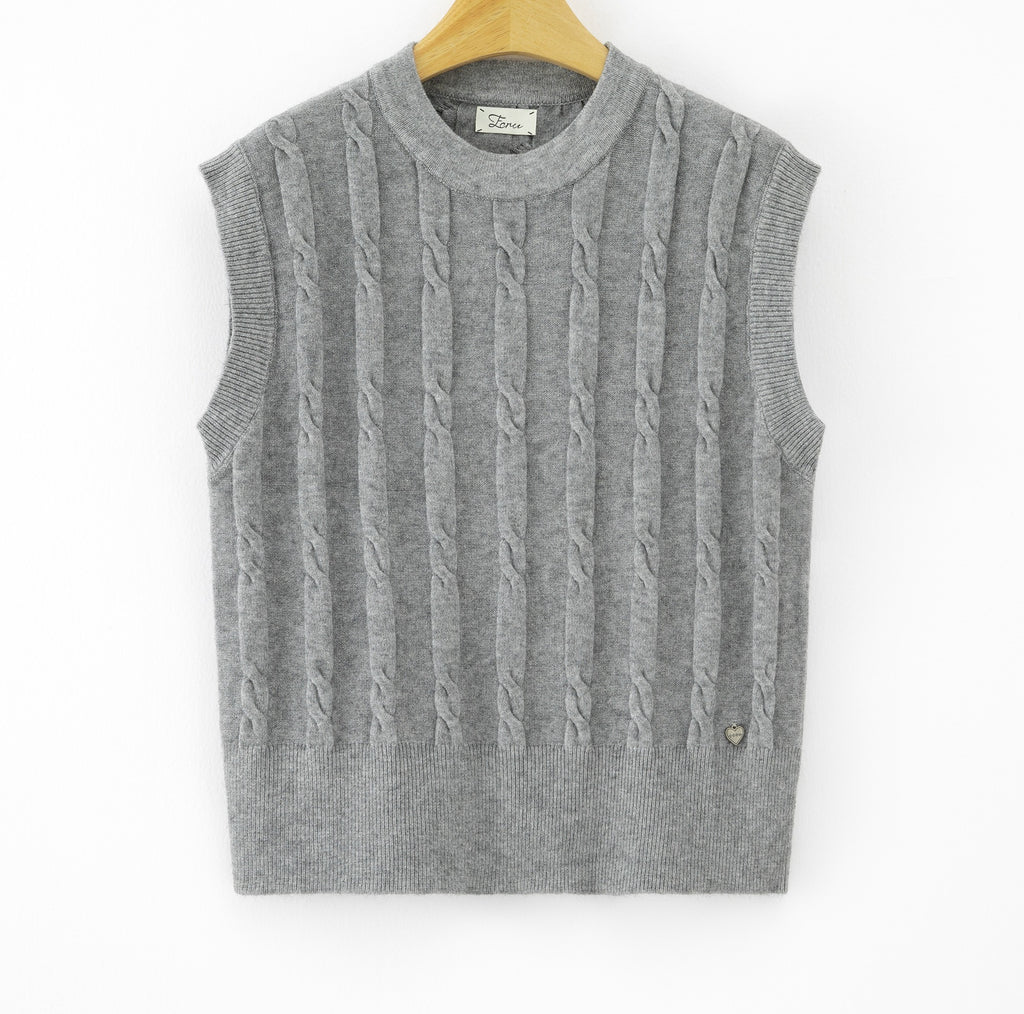 LUCKV3 Grey Cable Knit Vest