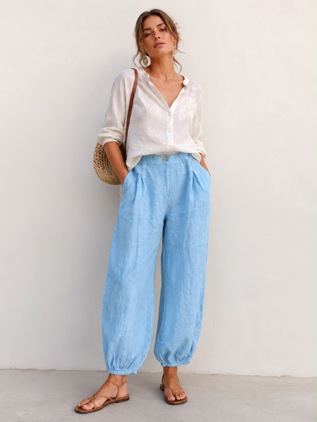 SWSB Linen Balloon Pants Sky Blue