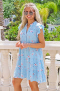 SWFTMLB Floral Tiered Mini Dress Light Blue