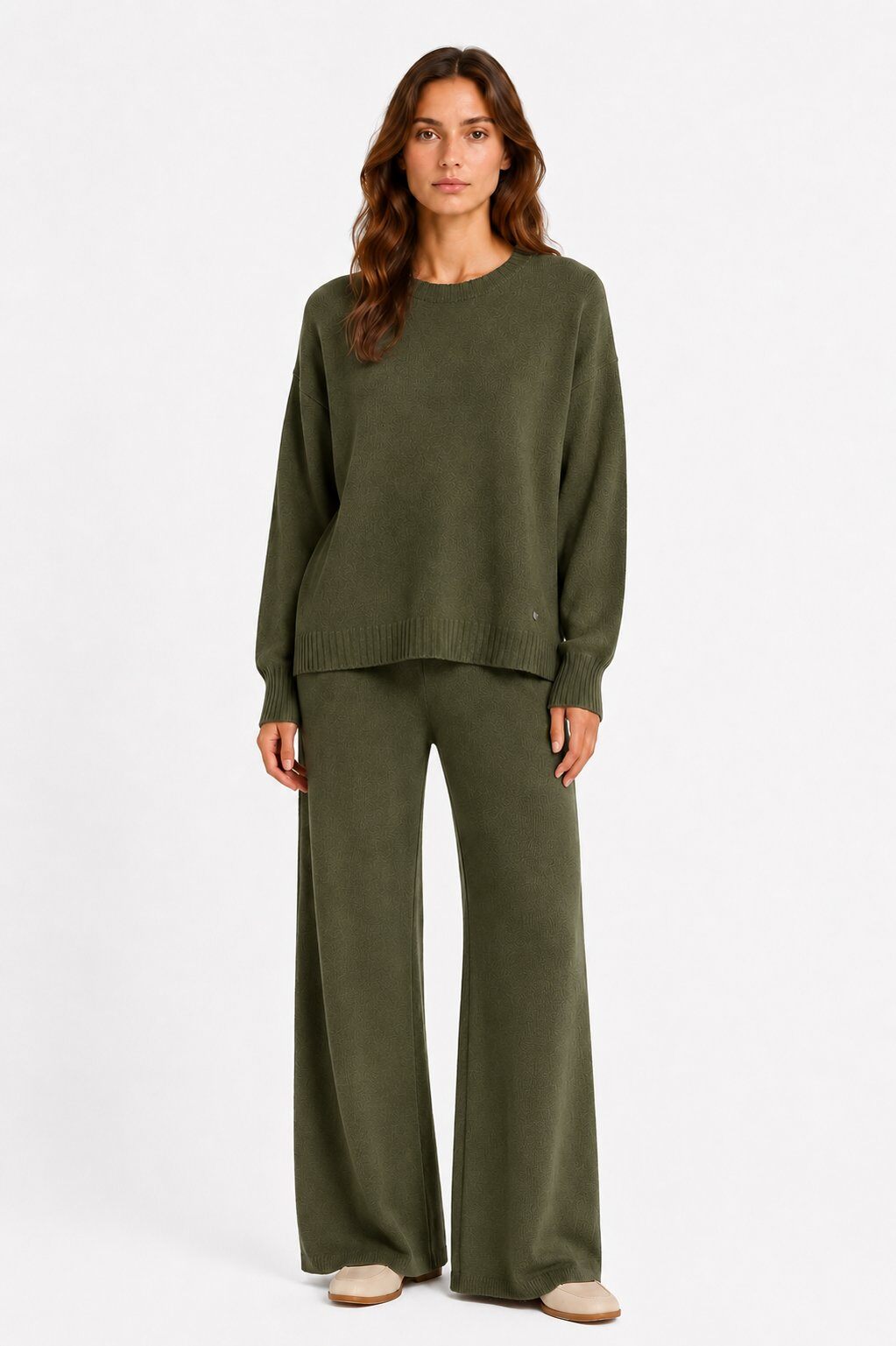 LU11 Khaki Oversize Knit Set