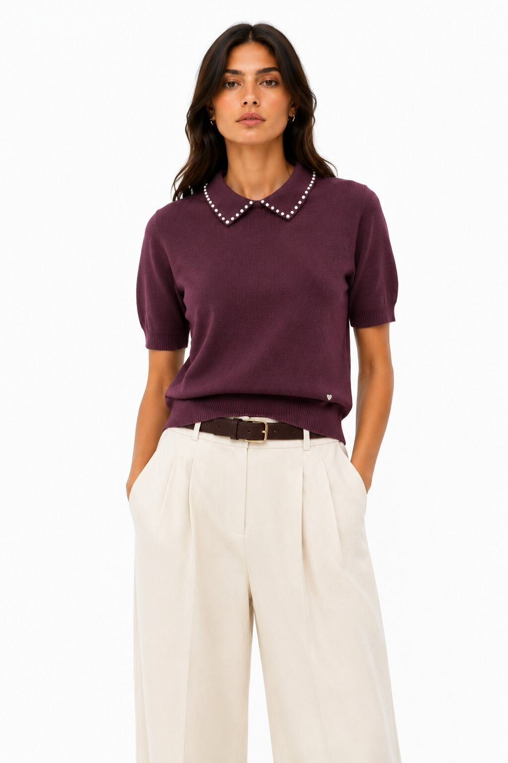 LUPCP10 Purple Pearl Collar Sweater