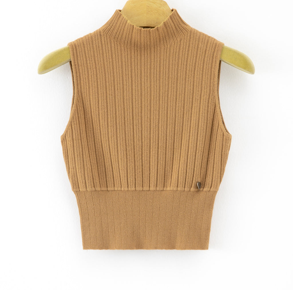 LURTS7 Caramel Ribbed Turtleneck Sweater