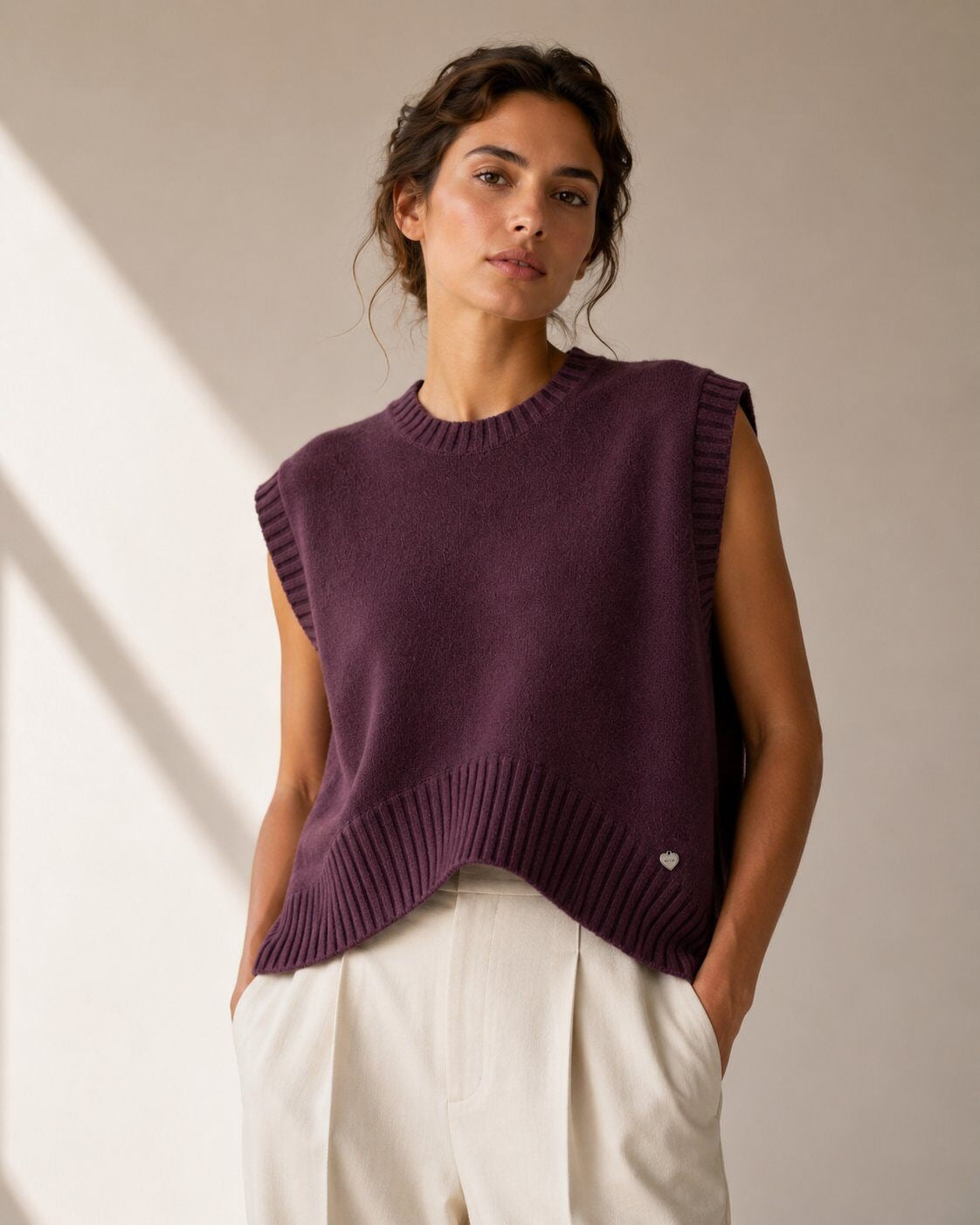 LUBXC10 Purple Boxy Knit Vest