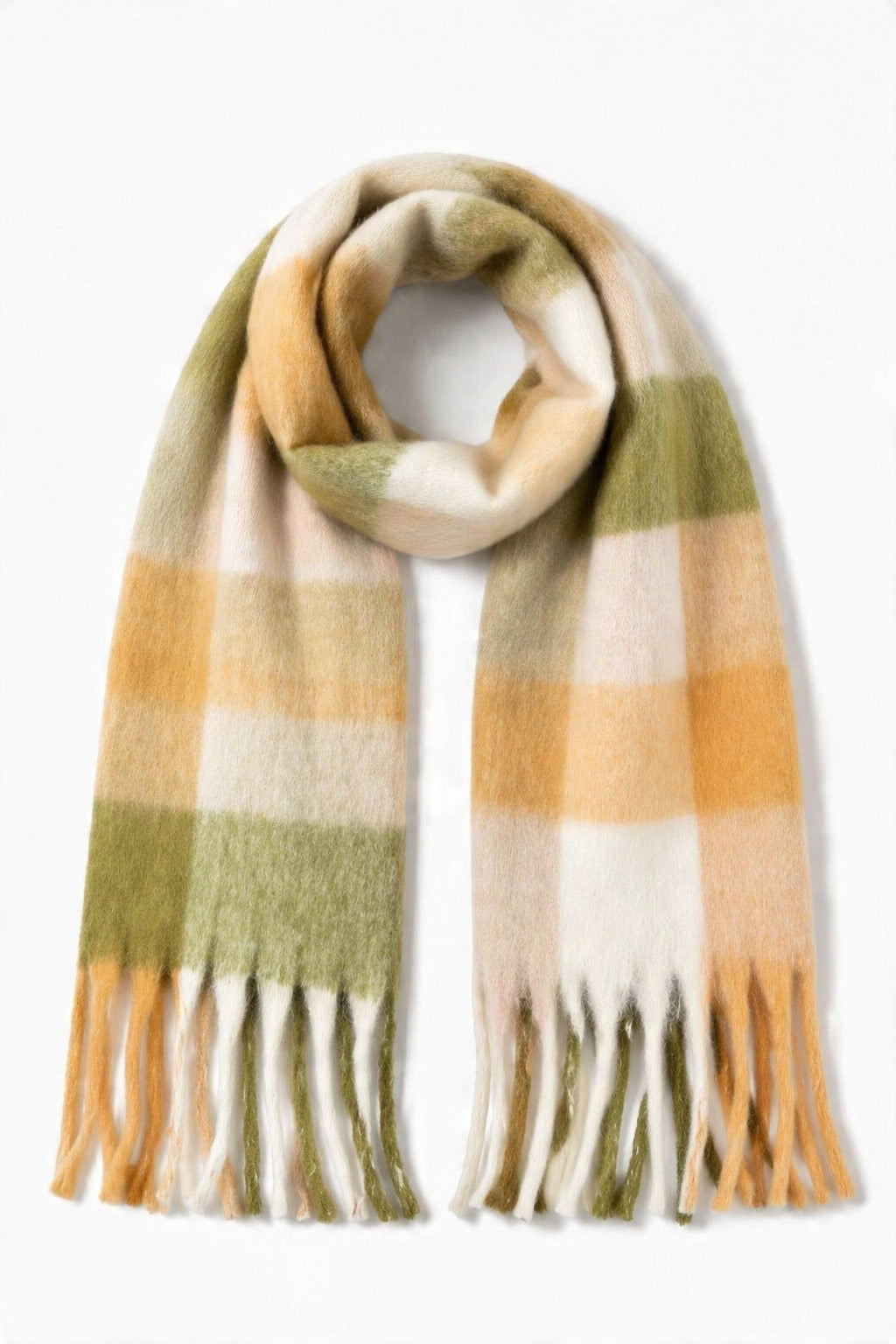 JA9 Olive Mustard Plaid Scarf