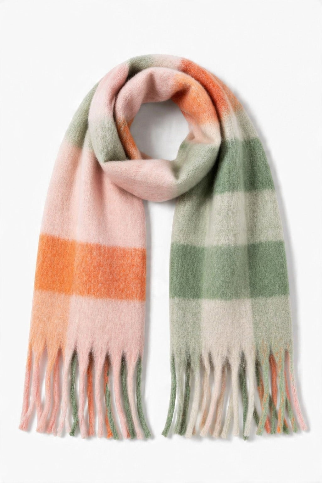 JA10 Orange Sage Plaid Scarf