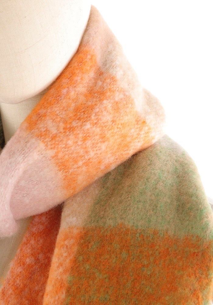 JA10 Orange Sage Plaid Scarf